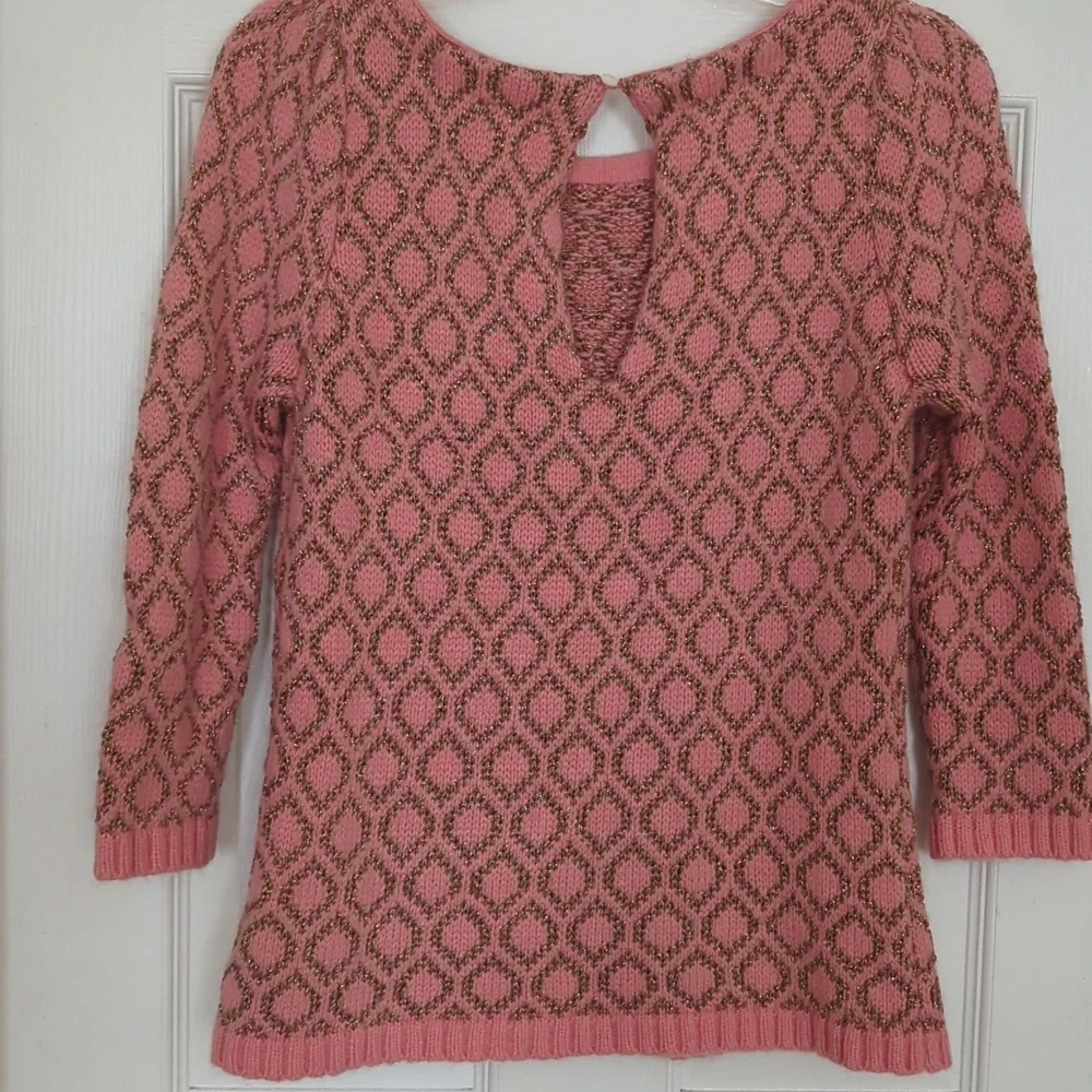 DOLCE VITA CORAL & METALLIC GOLD SWEATER - Picture 7 of 9